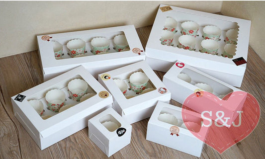 White Cupcake Holder Box -  1/2/4/6/12 Holes - Pack of 50