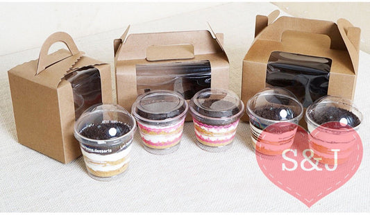 1/2/4/6 Holders Cupcake Box - White/Brown - Pack of 10