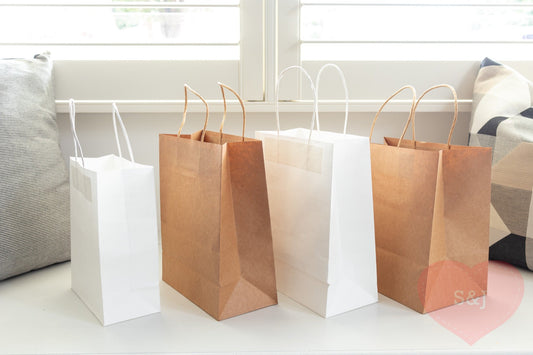 Kraft Paper Bags - White/Brown/BLack - 10pk