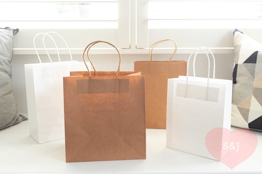 Kraft Paper Bags - White/Brown/BLack - 10pk