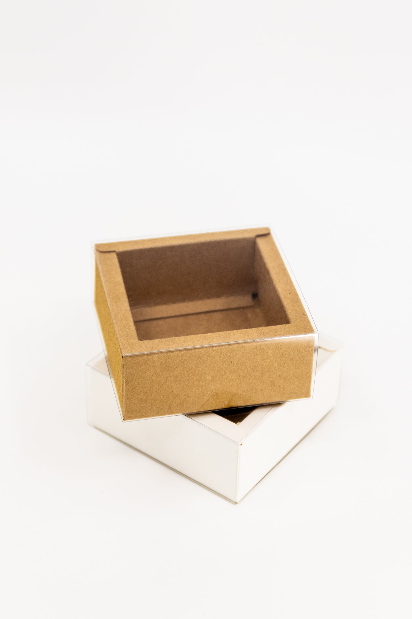 Drawer Clear Kraft Box - White/Brown - Pack of 10