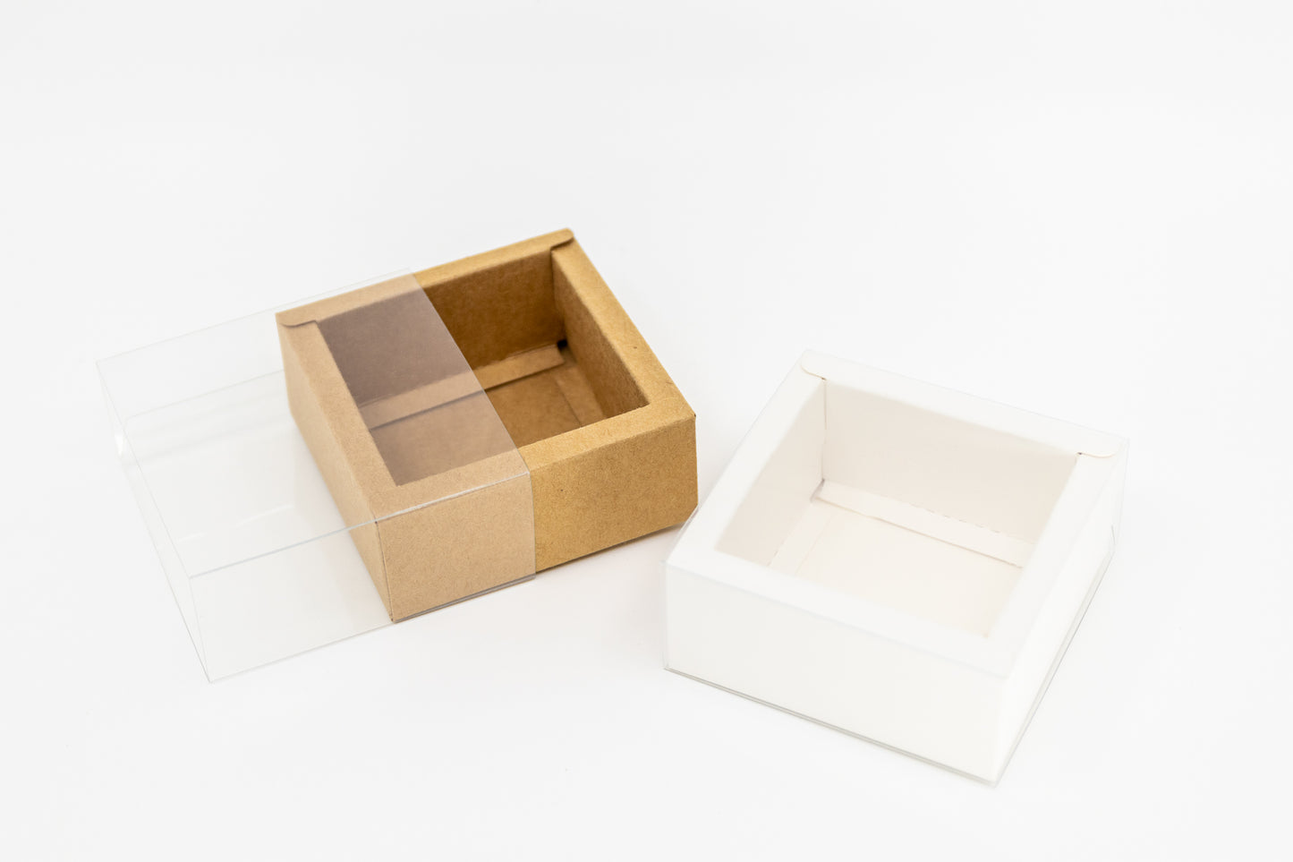 Clear Drawer Kraft Box - White/Brown - Pack of 50