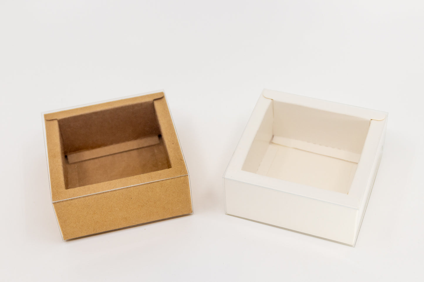 Clear Drawer Kraft Box - White/Brown - Pack of 50