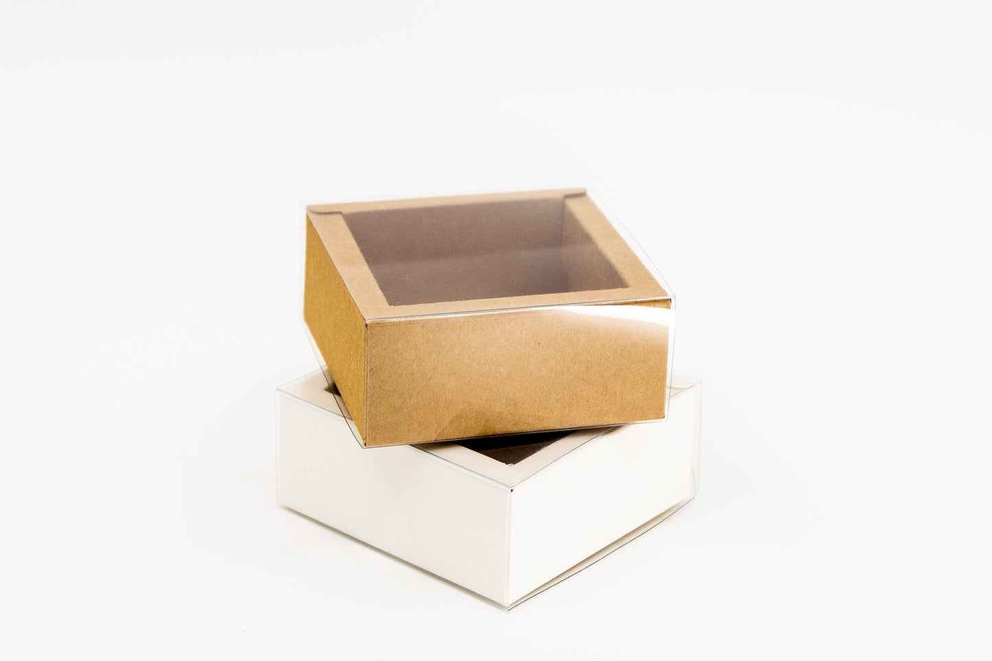 Drawer Clear Kraft Box - White/Brown - Pack of 10