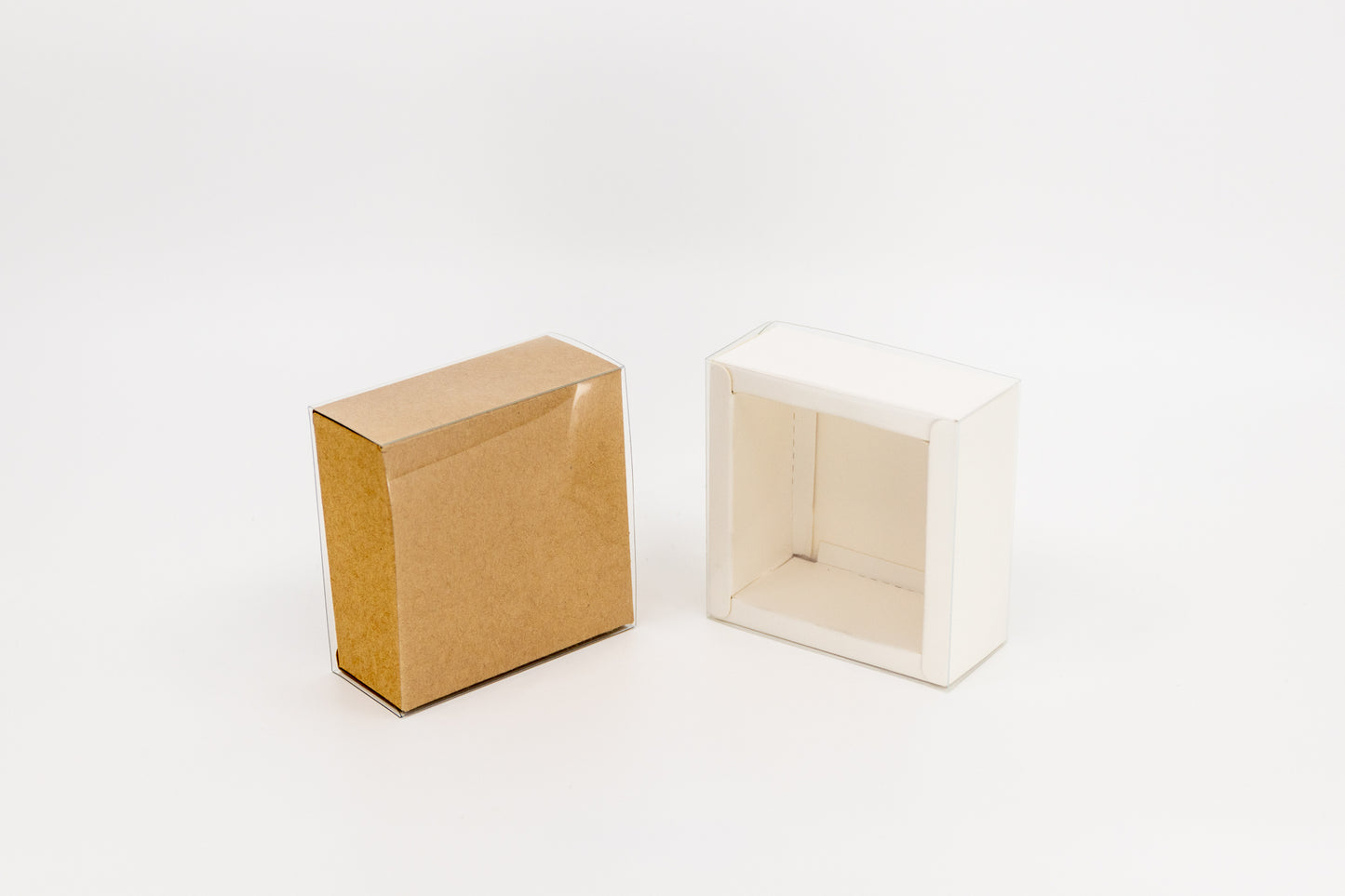 Drawer Clear Kraft Box - White/Brown - Pack of 10