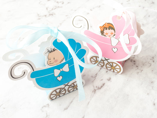 Baby Pram Kids Party Box - 11.5x5x11cm - Pack of 10