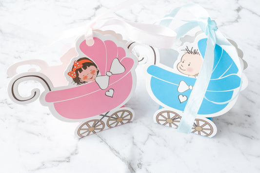 Baby Pram Kids Party Box - 11.5x5x11cm - Pack of 10