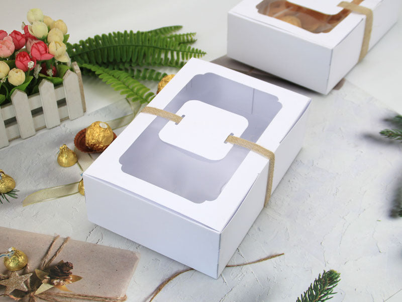 Cookie box - 22x15x7cm - White/Black/Kraft - Set of 12